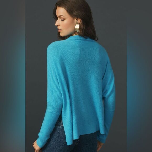 Anthropologie The Shea Oversized Boxy Cashmere Sweater by Maeve Neon Azure Skies - Picture 2 of 5